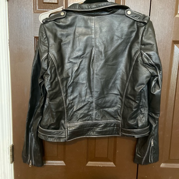 Barneys New York Women's Black Leather Jacket - Picture 2 of 4